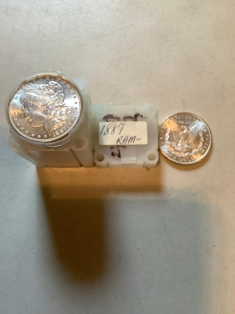 1887  uncirculated Morgan Dollars Roll of 20 (1 of 1)