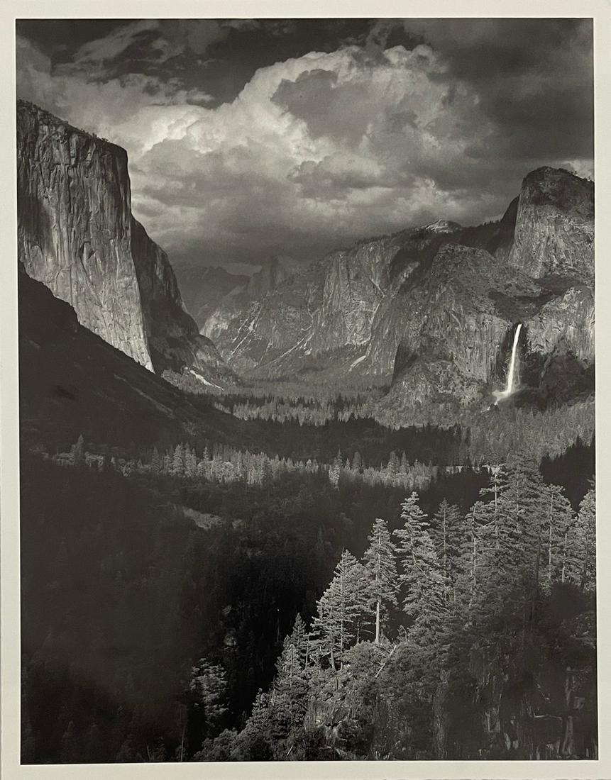 Ansel Adams - Thunderstorm Yosemite Valley, 1945: ANSEL ADAMS (1902-1984) 'Thunderstorm Yosemite Valley, 1945 Print in Colors 8 1/4" x 10 1/2"