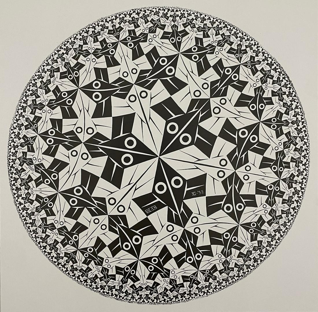 MC Escher - Circle Limit I: MC ESCHER (1898-1972) Circle Limit I Print in Colors 9 1/2" x 9 1/2"