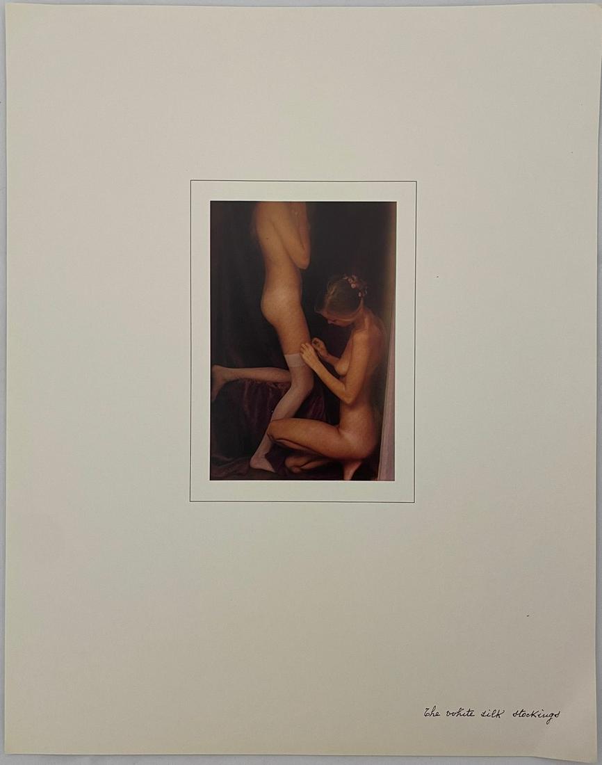 David Hamilton - The White Silk Stockings - Print: DAVID HAMILTON (1933-2016) The White Silk Stockings Print in Colors 11 3/4" x 15"