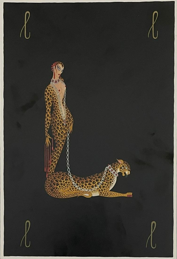 Erte - Untitled - Colored Print: ERTE (1892-1990) Untitled Colored Print 8" x 11 1/2"