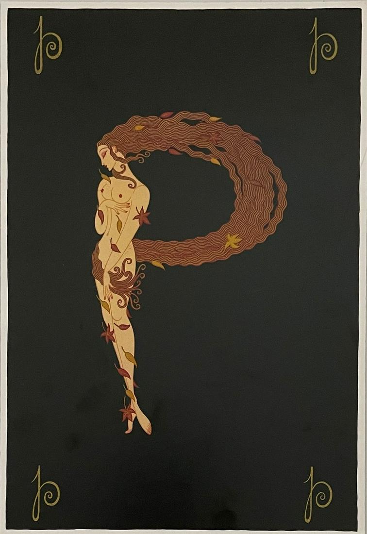 Erte - Untitled - Colored Print: ERTE (1892-1990) Untitled Colored Print 8" x 11 1/2"