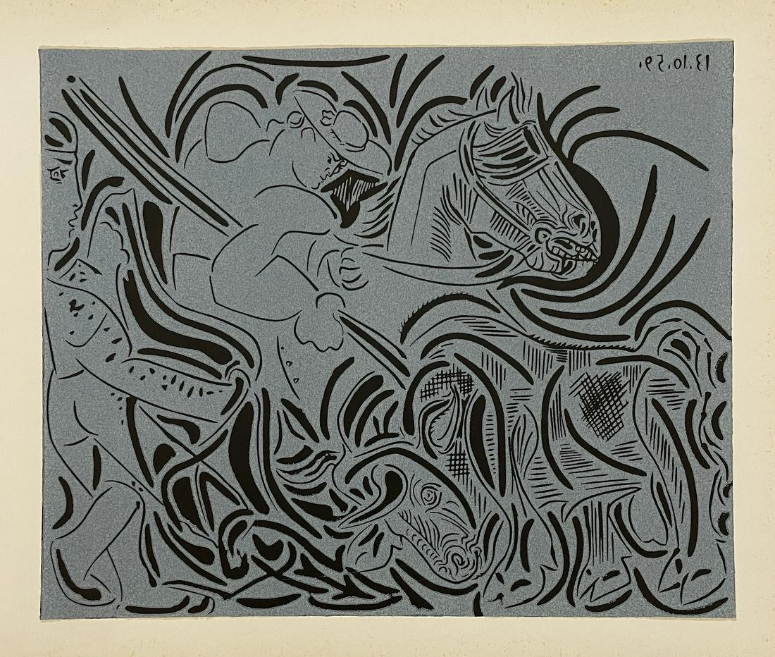 Pablo Picasso - Untitled - Linocut: PABLO PICASSO (1881-1973) Untitled Linocut 14 1/2" x 12 1/2"