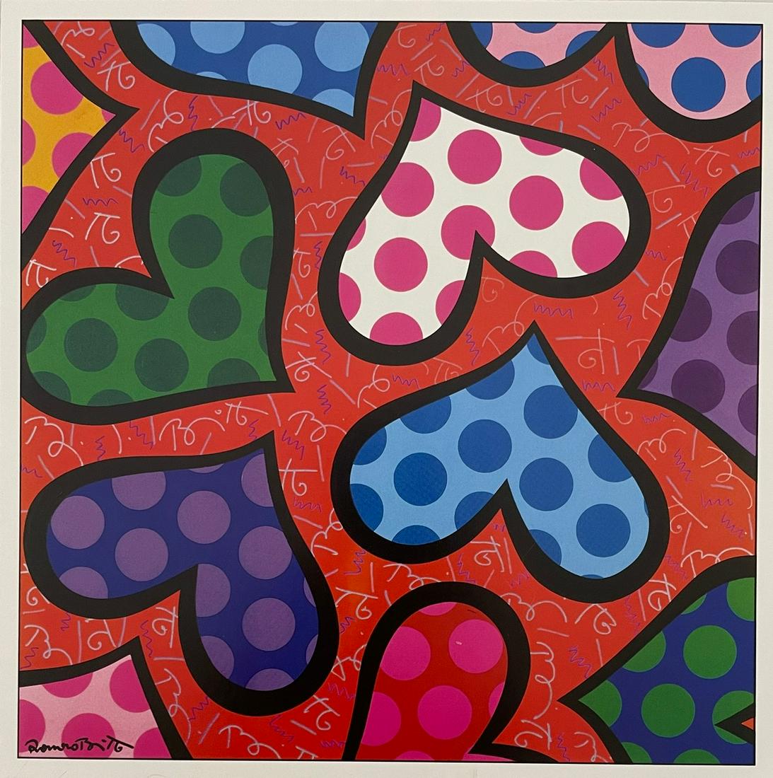 Romero Britto - Untitled - Colored Print: ROMERO BRITTO (B. 1963) Untitled Print in Colors Signed in the Plate 9 1/4" x 9 1/2"