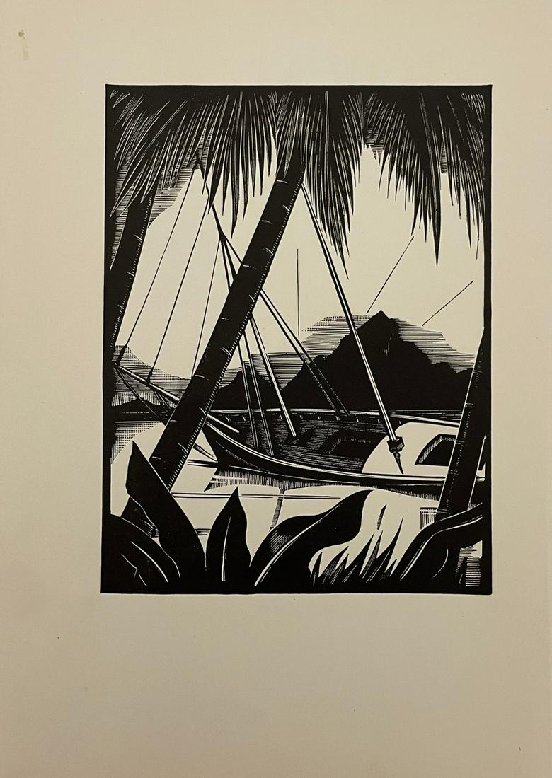 Robert Gibbings (Untitled) Woodcut on Paper c. 1930: ROBERT GIBBINGS (1889-1958) Untitled, Woodcut 5 3/4" x 8"