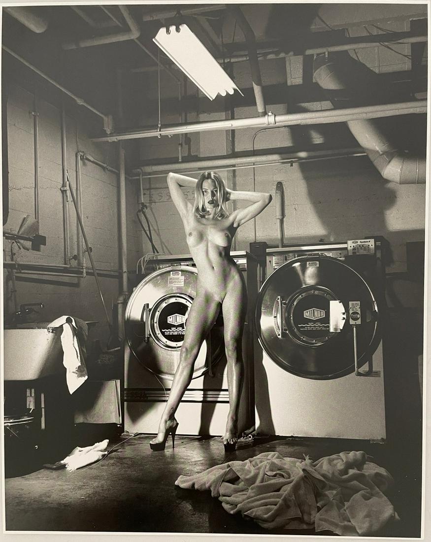 Helmut Newton - Domestic Nude III, 1992: HELMUT NEWTON(1920-2004) Domestic Nude III In the laundry room of the Chateau Marmont, Hollywood, 1992 Print in Colors 9.5 x 12 inches