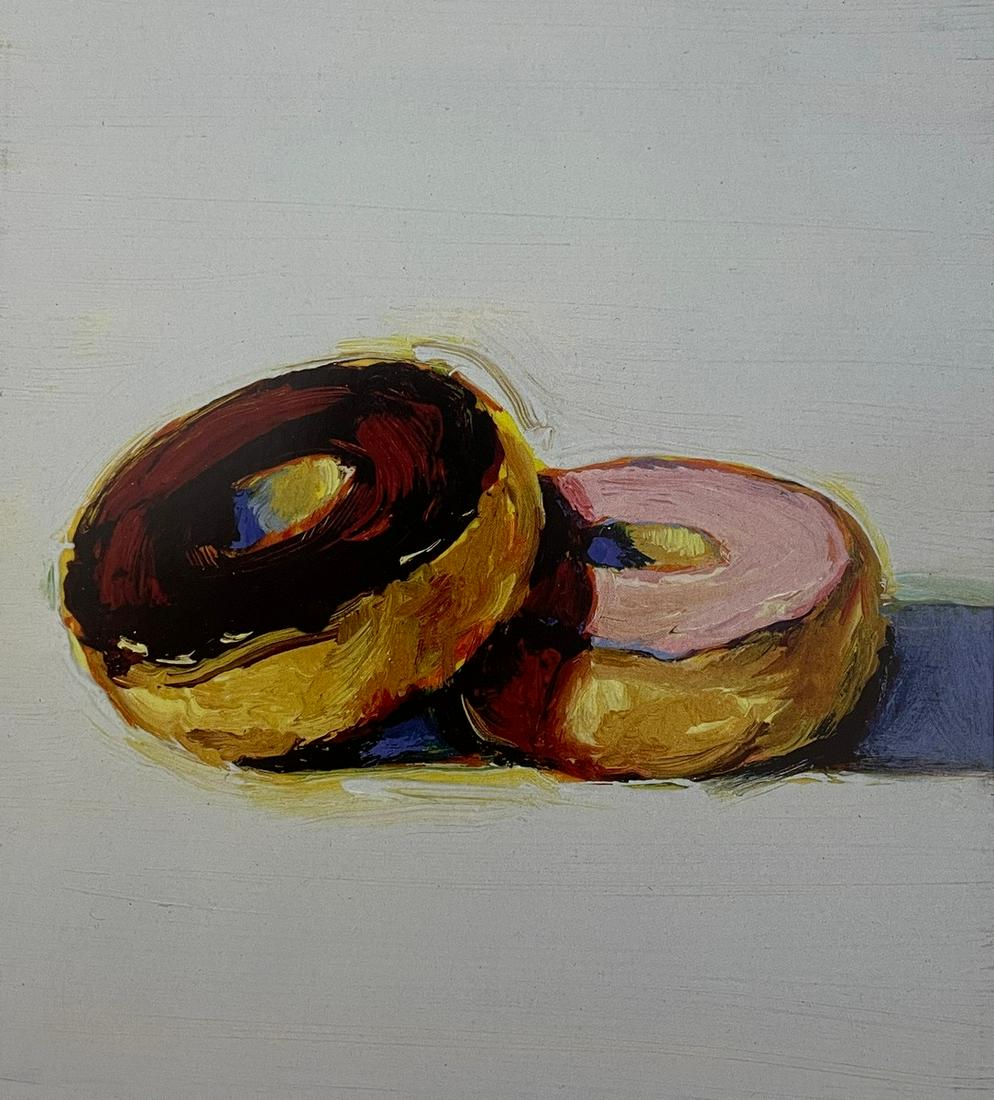 Wayne Thiebaud - Two Donuts, Undated: WAYNE THIEBAUD (1920-2021) Two Donuts, Undated Print in Colors 6 3/4" x 7 1/2"