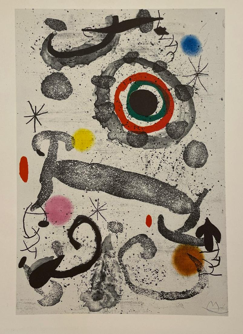 Joan Miro - Astre Du Marecage, 1968: JOAN MIRO (1893-1983) Astre Du Marecage, 1968 Plate Signed Print in Colors 7 1/2" x 10 1/2"