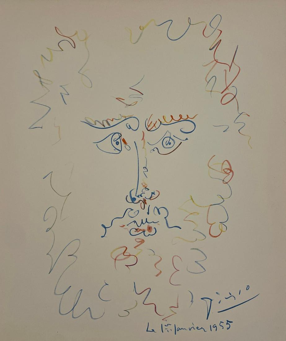 Pablo Picasso - Untitled, 1955: PABLO PICASSO (1881-1973) Untitled, 1955 Offset Lithograph 10" x 12 1/2"