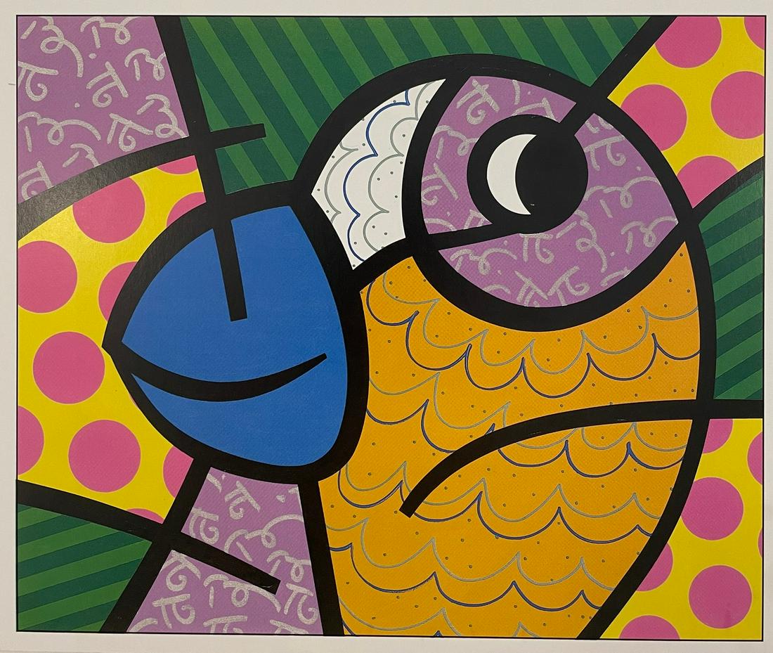 Romero Britto - The Bird: ROMERO BRITTO (B. 1963) The Bird Print in Colors 8 1/4" x 10" Romero Britto is a Brazilian artist whose distinct graphic style blends Pop Art with Cubist-like abstraction. His colorful illustrations a