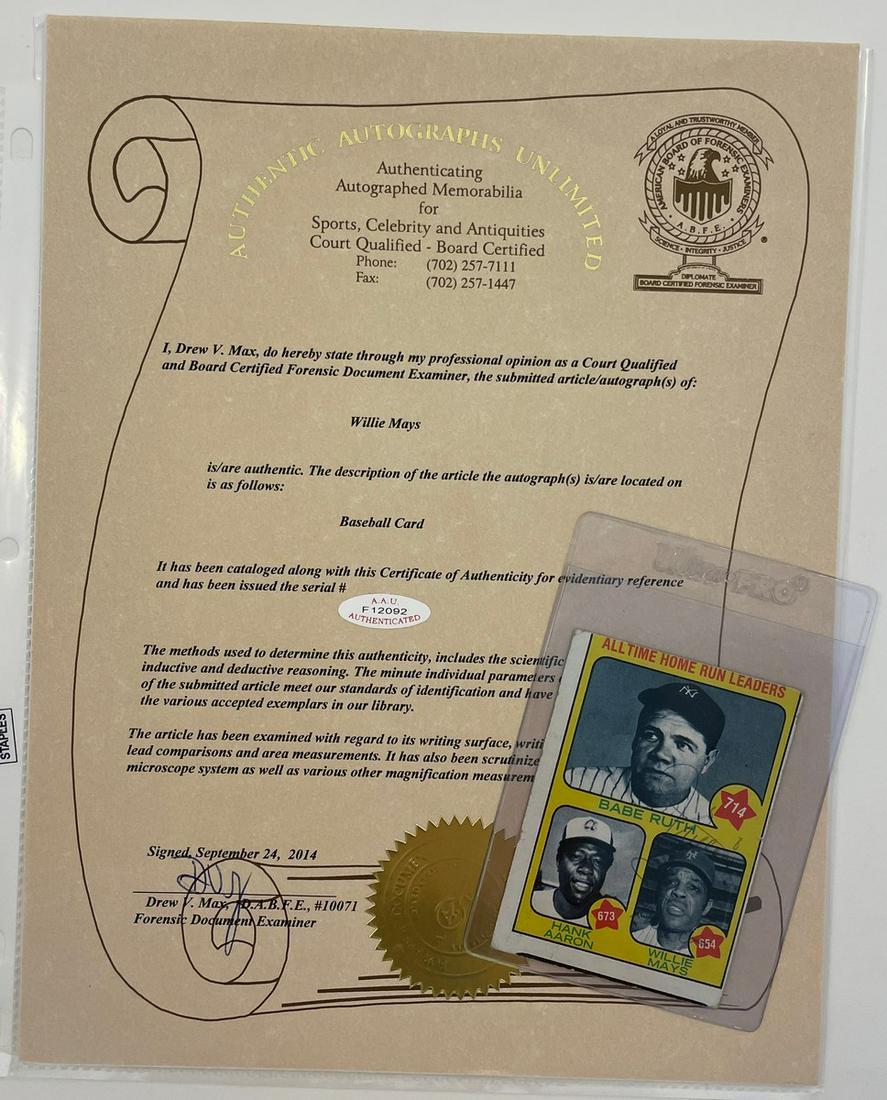 Willie Mays - Autographed Baseball Card (1 of 7)