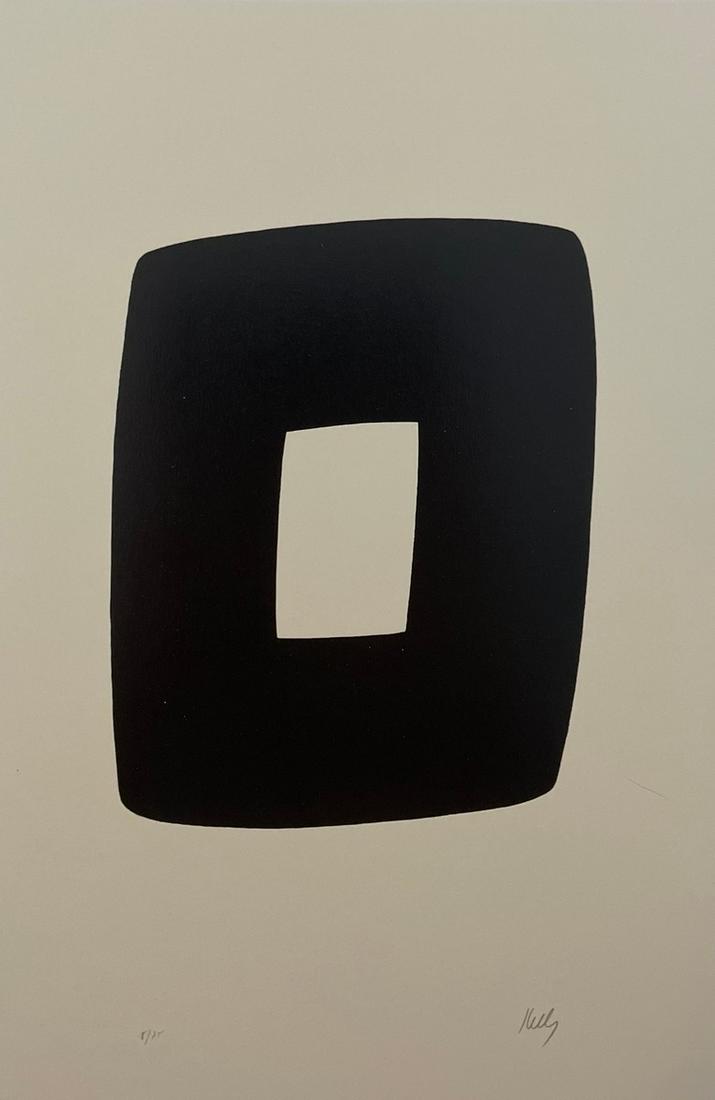 Ellsworth Kelly - Black with White, 1964 - Signed in the Plate: ELLSWORTH KELLY (1923-2015) Black with White, 1964 Print in Colors, Signed in the Plate 5 3/4" x 8 3/4" Ellsworth Kelly was an eminent American artist known for his abstract paintings. His use of brig