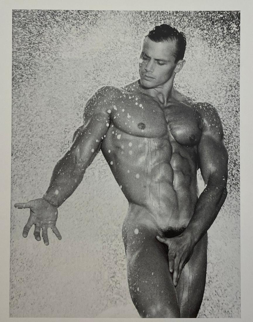 Jim French, Male Nude, 1985: JIM FRENCH John Pruitt, Splash, Male Nude, 1985 Print in Colors 4 3/4" x 6 1/4"