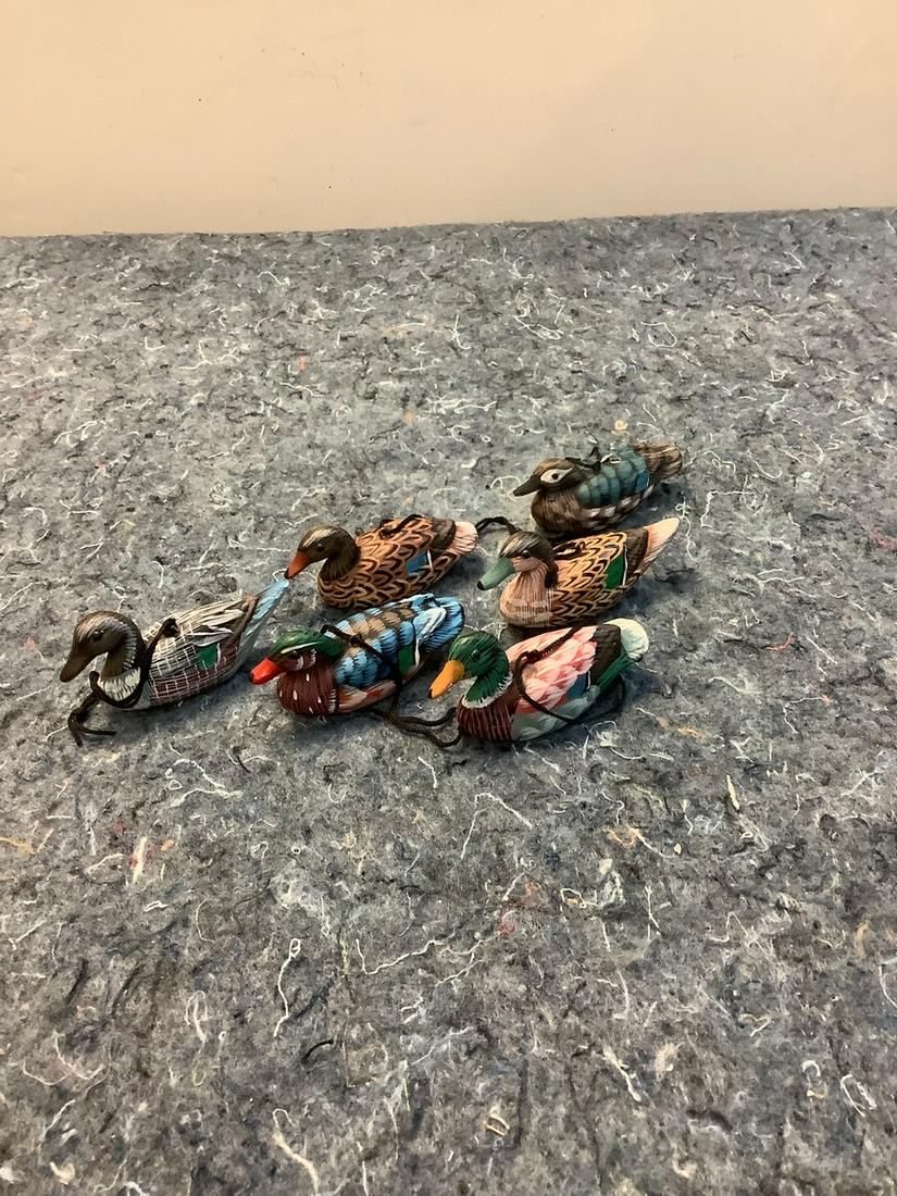 Set of (6) Wood Duck Ornaments Made in China For Lilllian Vernon 2.5 in.: Set of (6) Wood Duck Ornaments Made in China For Lilllian Vernon 2.5 in.