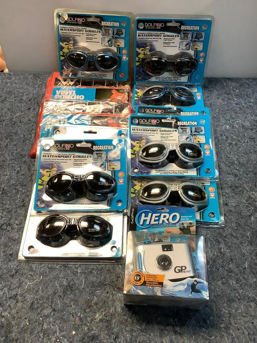 Lot of Watersport Goggles, GoPro Hero Waterproof Reusable Wrist Camera and Vinyl Ponnchos N.I.B. (1 of 1)