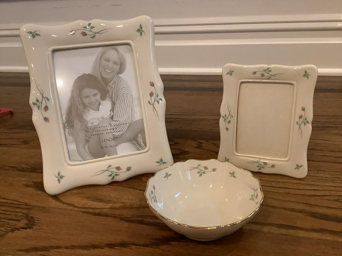 Lot of Lenox: 2 Picture Frames and Bowl