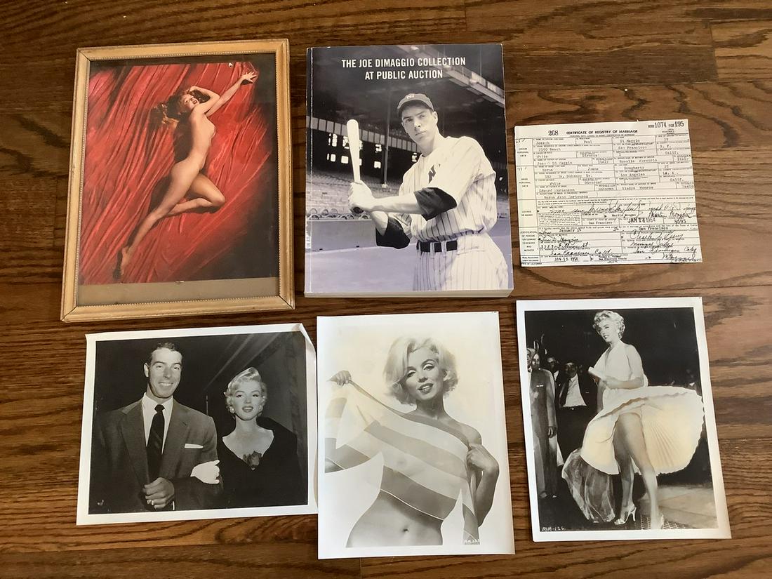 Marylin Monroe and Joe DiMaggio photos, copy of marriage certificate, The Joe DiMaggio Collection at (1 of 1)