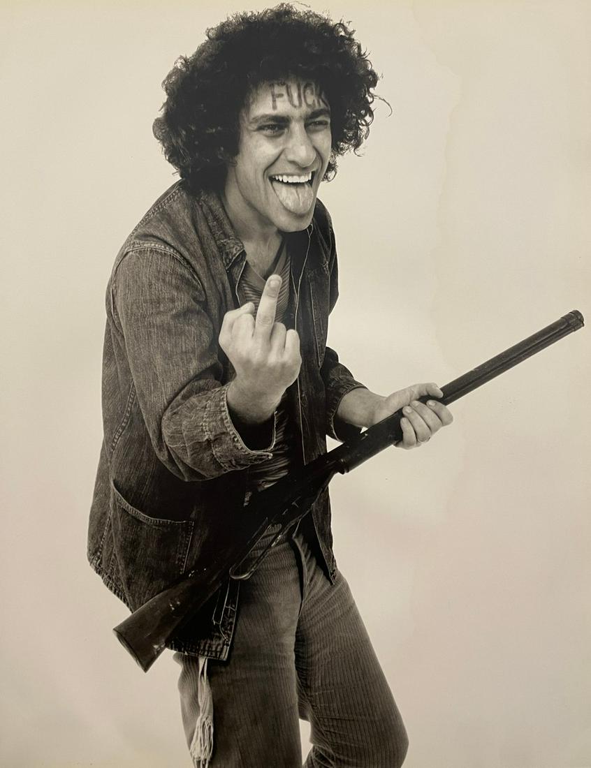 Richard Avedon - Abbie Hoffman, 1969: RICHARD AVEDON (1923-2004) Abbie Hoffman, 1969 Print in Colors 9 3/4" x 12 1/2" Richard Avedon was an influential American fashion and fine art photographer. His iconic portraits of celebrities, spann