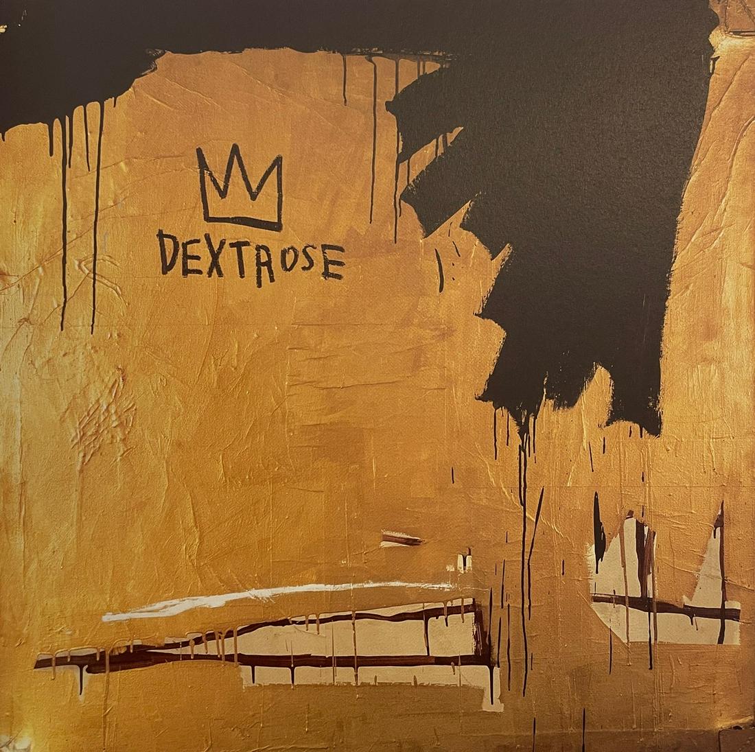 Jean Michel Basquiat - Dextrose, 1982: JEAN MICHEL BASQUIAT (1960-1988) Dextrose, 1982 Print in Colors 7 1/2" x 7 1/2" Jean-Michel Basquiat was an influential African-American artist who rose to success during the 1980s. BasquiatÃ¢€
