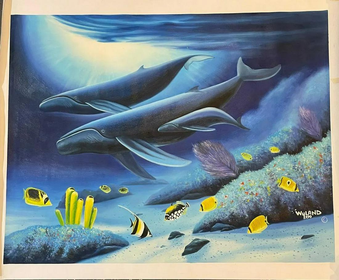 Robert Wyland - Pod of Whales - Original Oil Painting (1 of 6)