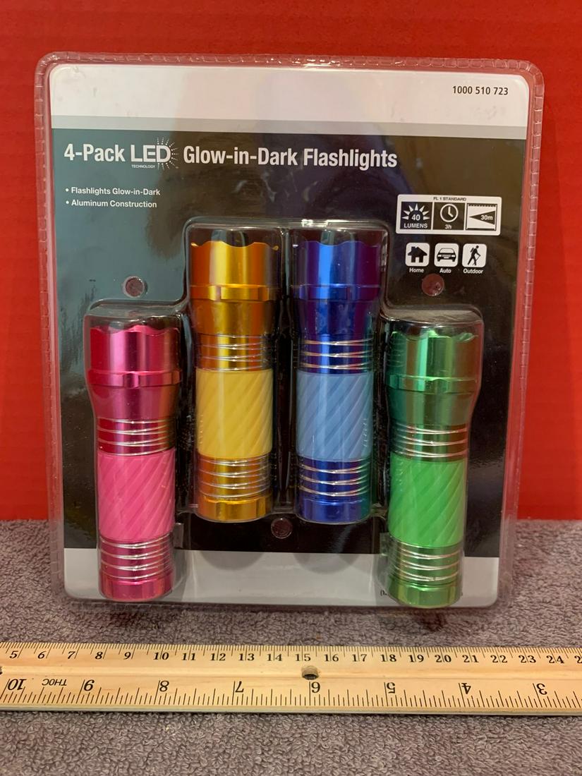 4 Pack LED Flashlights, Pink, Yellow, Blue & Green (1 of 1)
