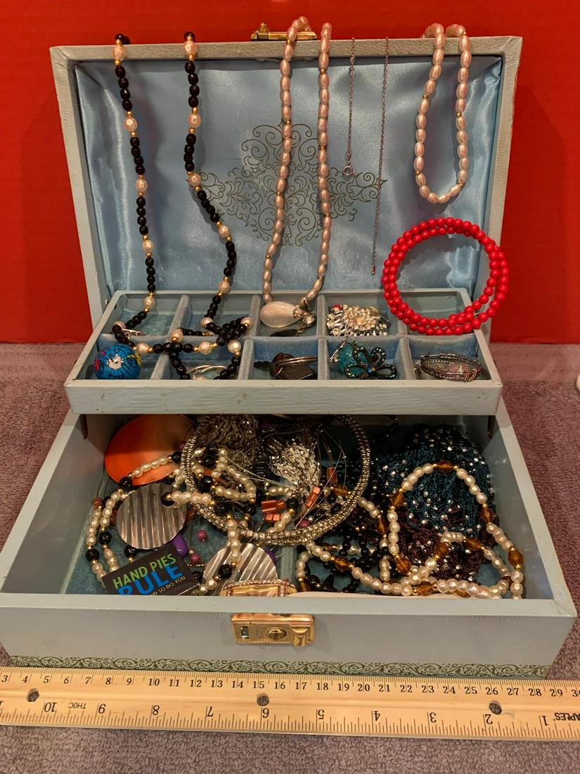 Jewelry Box Filed with Costume Jewelry, 10x7: Jewelry Box Filed with Costume Jewelry, 10x7