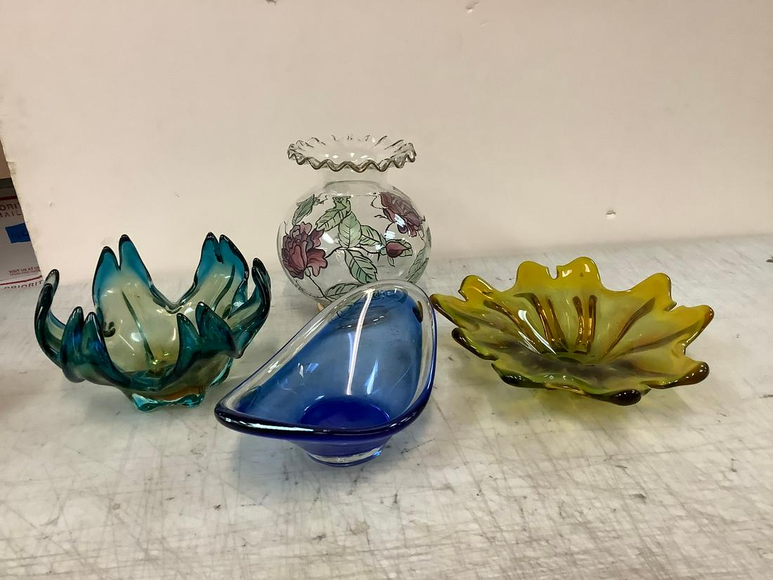 Lot of MCM Glass Dishes Tallest 8 in.: Lot of MCM Glass Dishes Tallest 8 in.