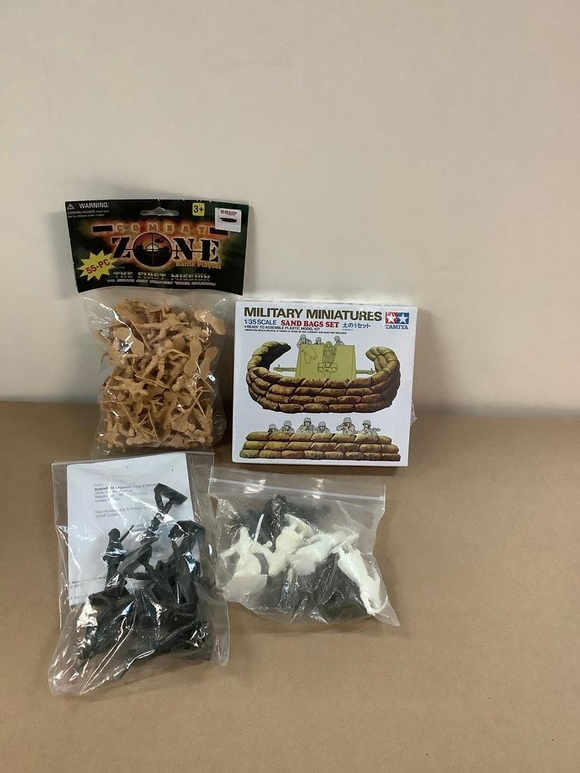 Lot of Combat Zone Battle Playset, Tamiya Military Miniatures Sand Bags Set, Marx U.S. Army Set and (1 of 1)