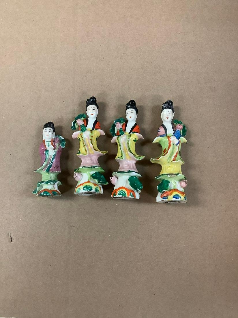 Lot of Early Mud man Lady Figurines Tallest 4.5  (Chips on All) (1 of 1)