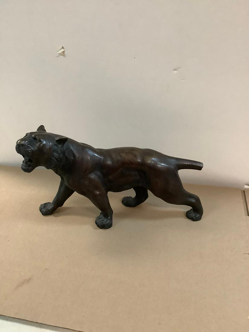 Bronze Signed Lion Statue (tail Broken) 20" (1 of 1)