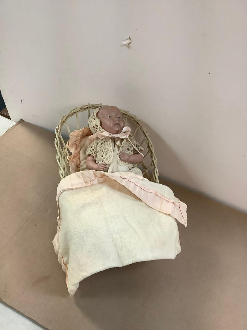 Vintage Parsons Jackson Doll and Cradle 11": Vintage Parsons Jackson Doll and Cradle 11"