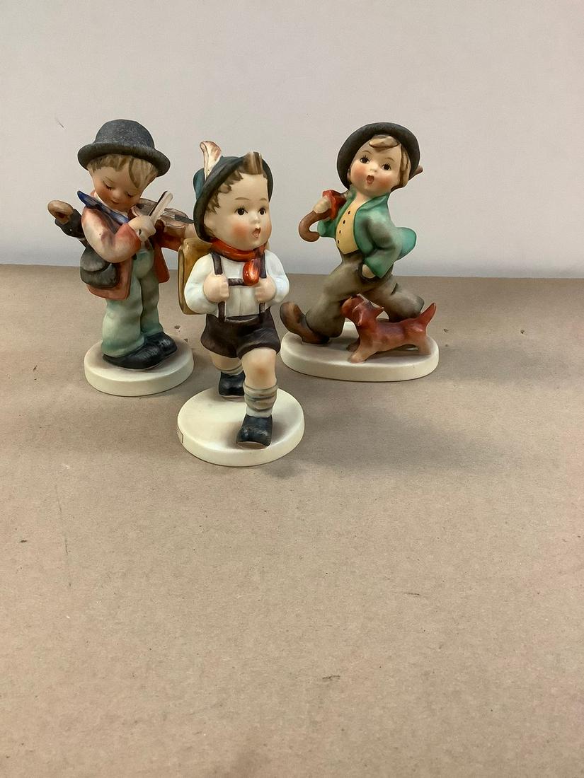 Lot of Vintage Goebels, Strolling Along, Little Fiddler and School Boy Tallest 6": Lot of Vintage Goebels, Strolling Along, Little Fiddler and School Boy Tallest 6"