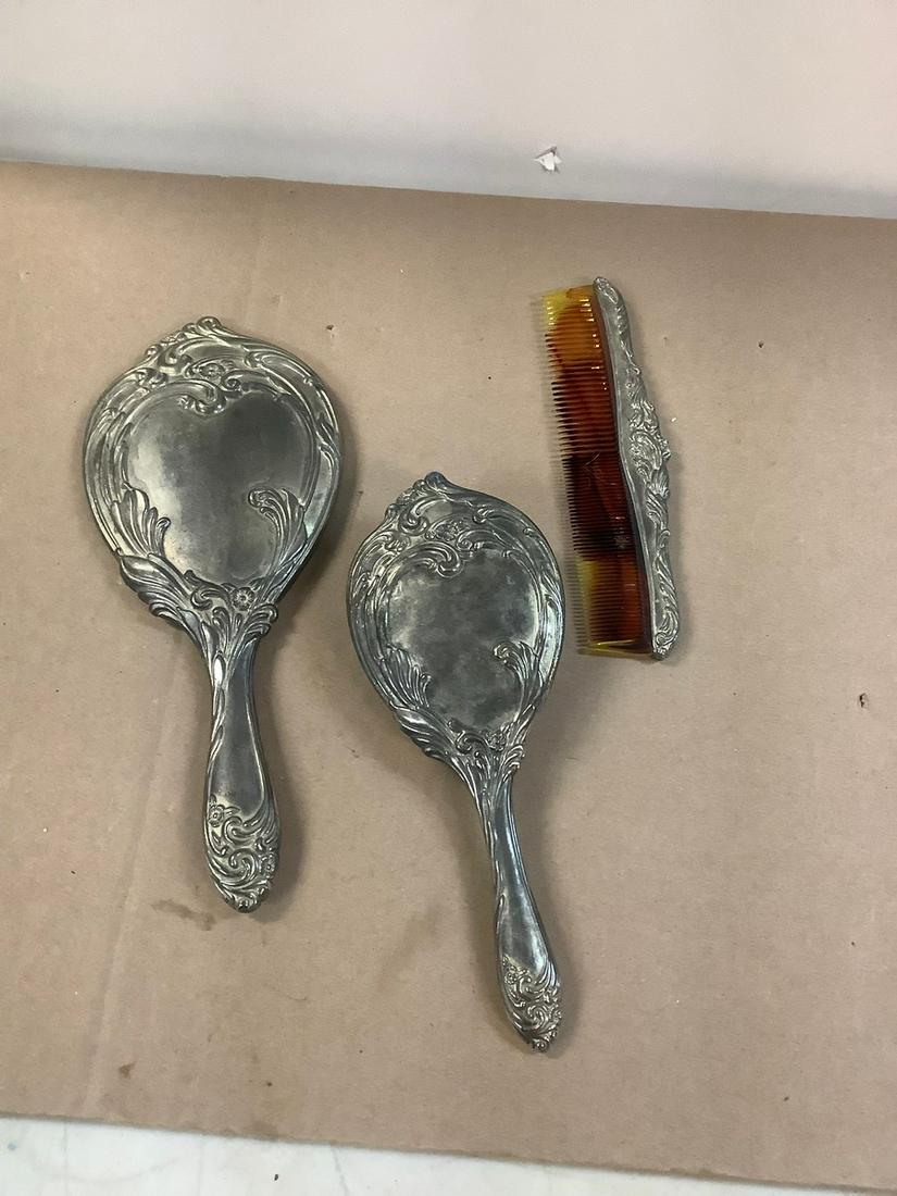 Vintage Silver Plated Comb, Brush and Mirror Set (1 of 1)