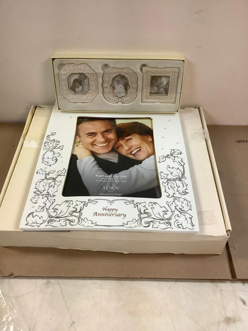 New Lenox Portrait Gallary Anniversary Frame 8x10 Made in China & Classic Lenox Set of 3 Beaded: New Lenox Portrait Gallary Anniversary Frame 8x10 Made in China & Classic Lenox Set of 3 Beaded Frames