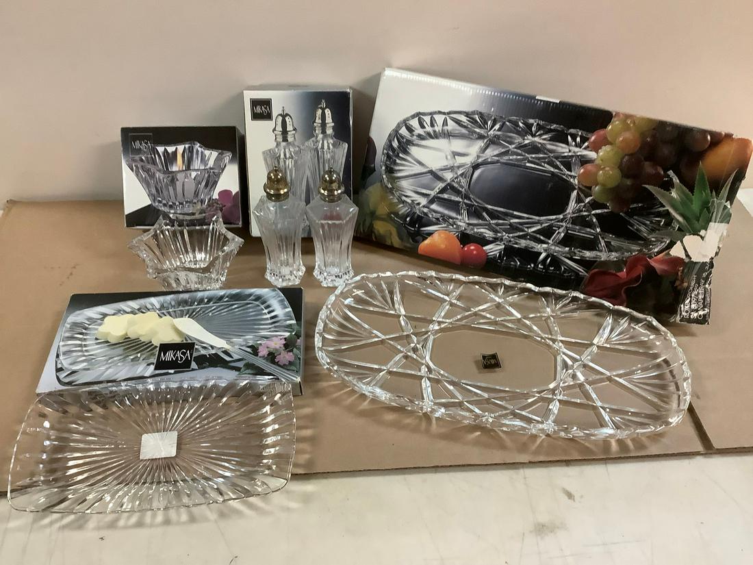 Lot of Mikasa Diamond Fire Votive, Hostess Tray, Salt & Pepper Shakers and Canape Tray Tallest (1 of 1)