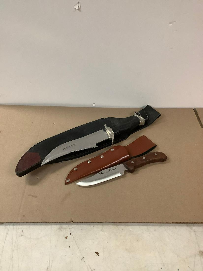 Lot of 2 Hunting Knives with Sheaths Longest 14" (1 of 1)