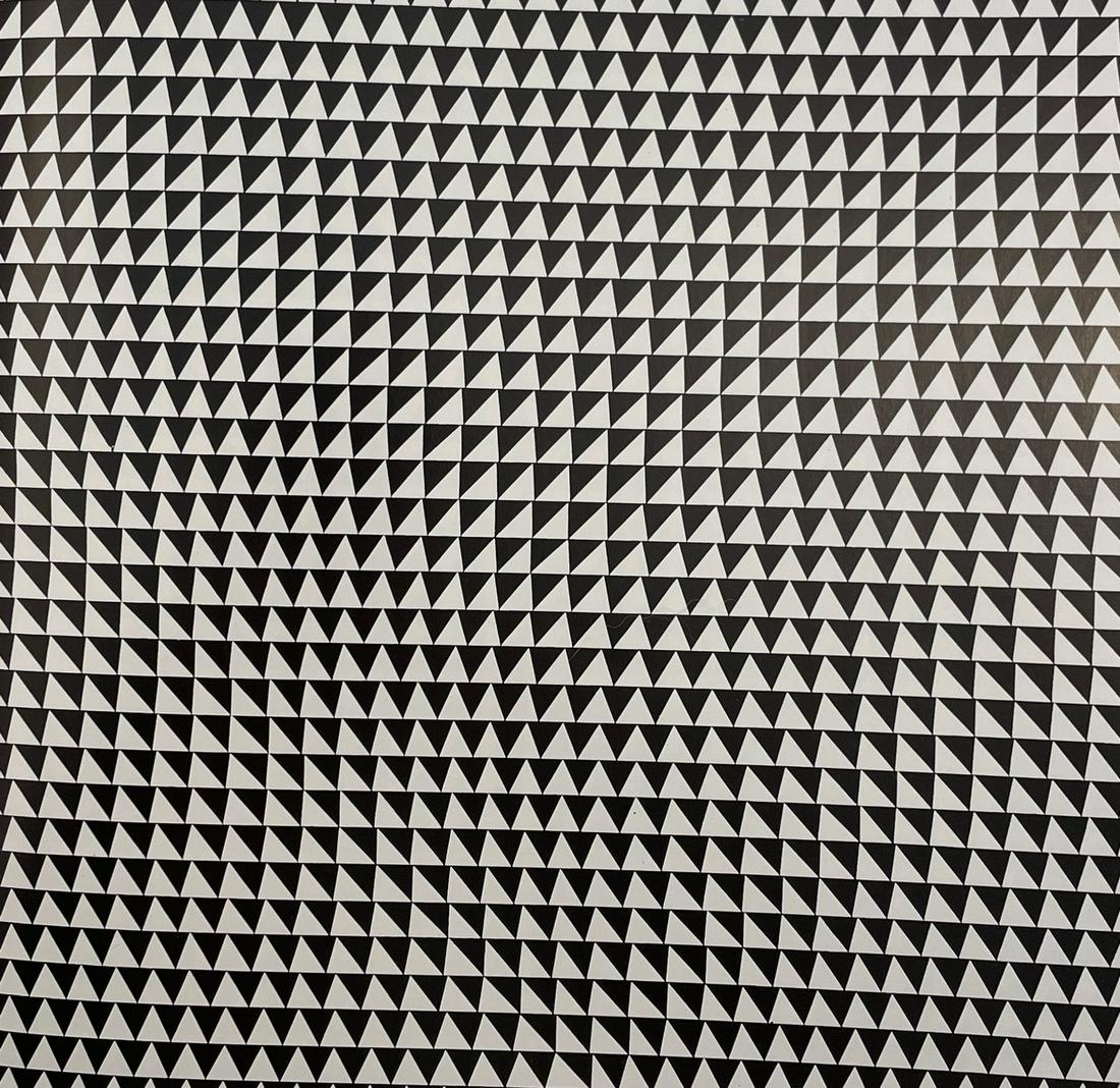 Bridget Riley - Shiver, 1964: BRIDGET RILEY (B. 1931) Shiver, 1964 Print in Colors, Printed in the 90s 8 3/4" x 9" Bridget Riley is a British artist known for her singular Op Art paintings. Melding clean lines, color arrangements,