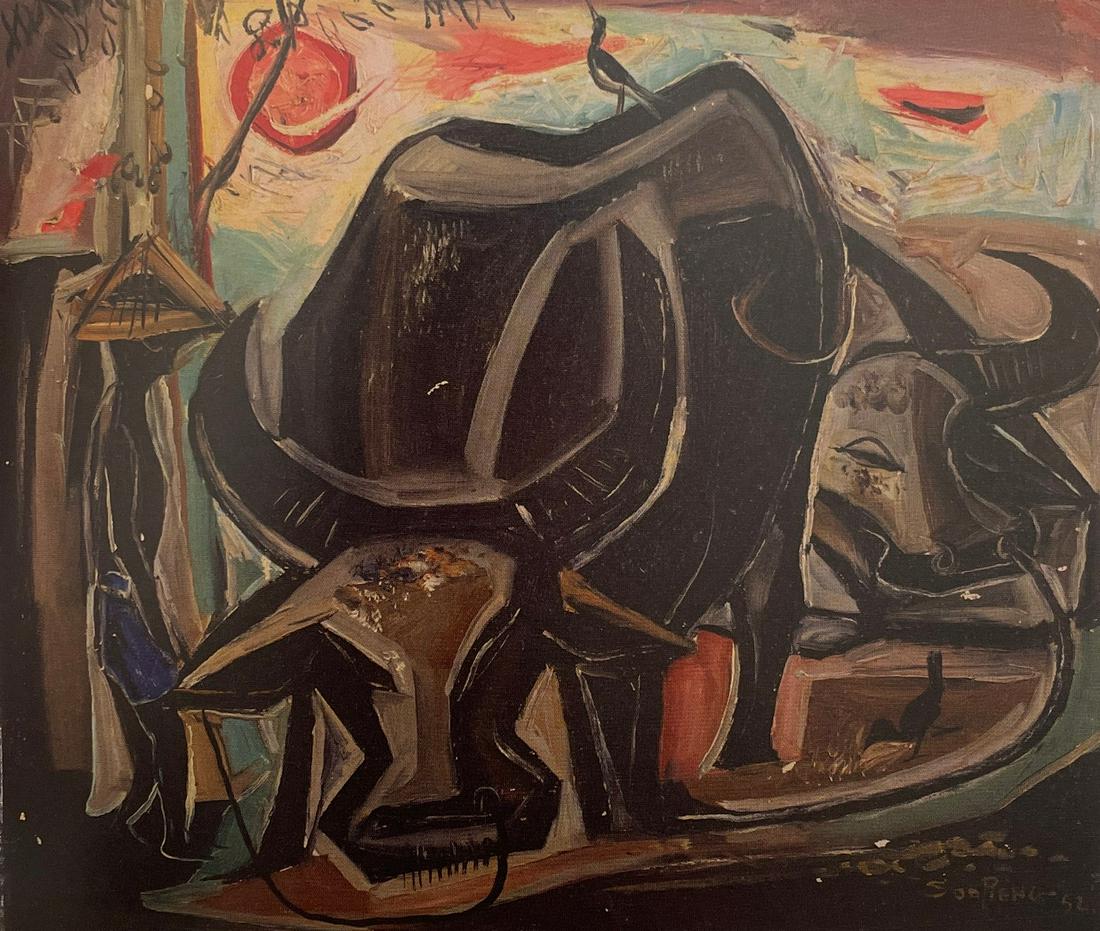 Cheong Soo Pieng - Man with Buffaloes, 1952 (1 of 1)