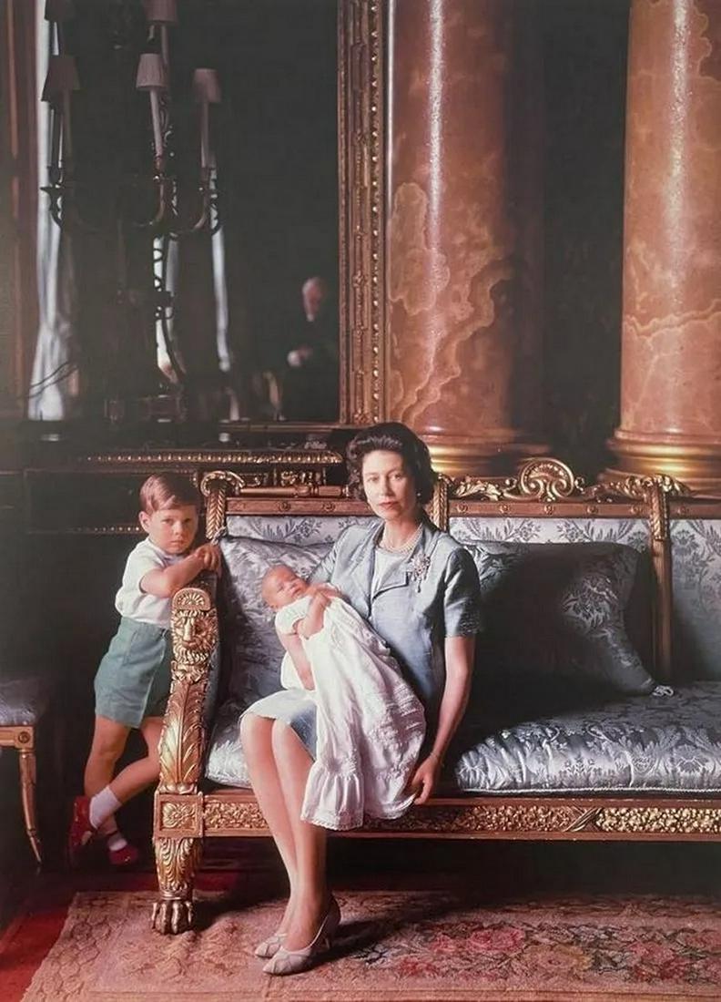 Queen Elizabeth II - Cecil Beaton, 1964: QUEEN ELIZABETH II (1926-2022) Cecil Beaton Photographing the Queen with her two sons - Prince Edward and Prince Andrew Print in Colors 9 1/2" x 13 1/2" Elizabeth II, in full Elizabeth Alexandra Mary,