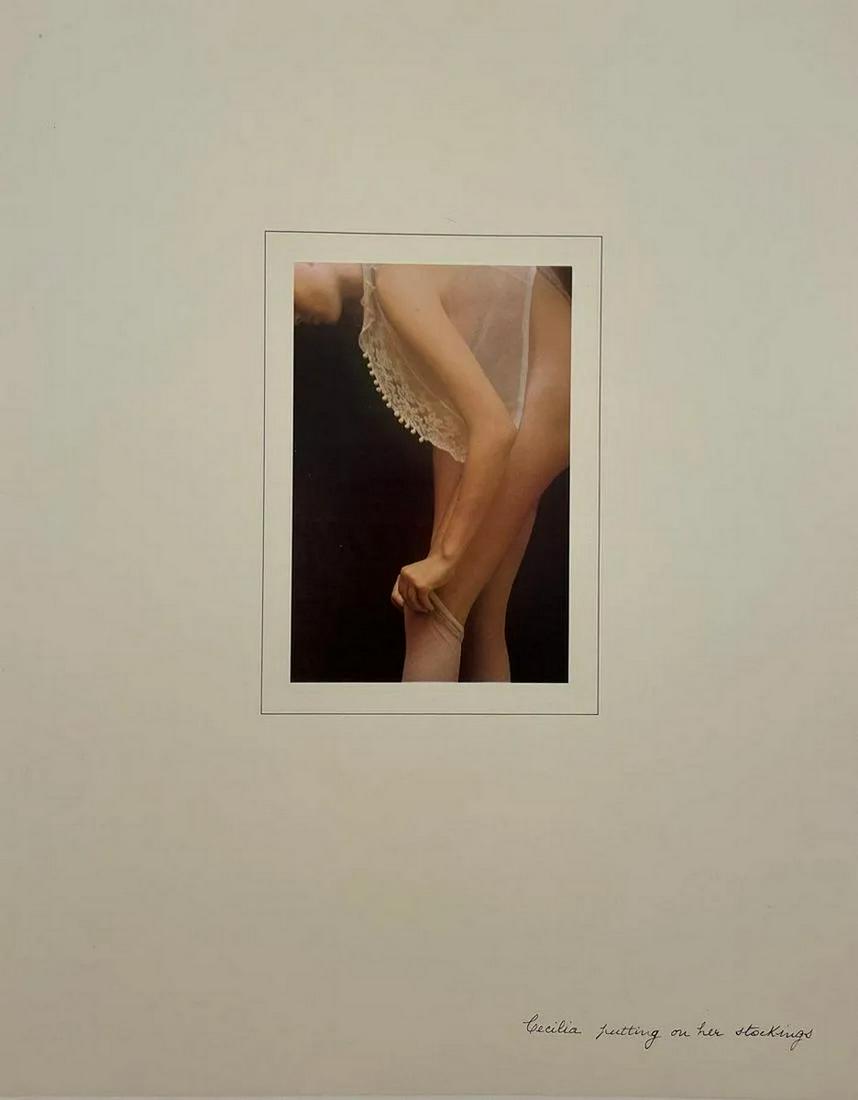 David Hamilton - Cecilia Putting on her Stockings: DAVID HAMILTON (1933-2016) Cecilia Putting on her Stockings Print in Colors 11 3/4" x 14 3/4" David Hamilton (British, b.1933) is a celebrated photographer in both the United Kingdom and France, best-
