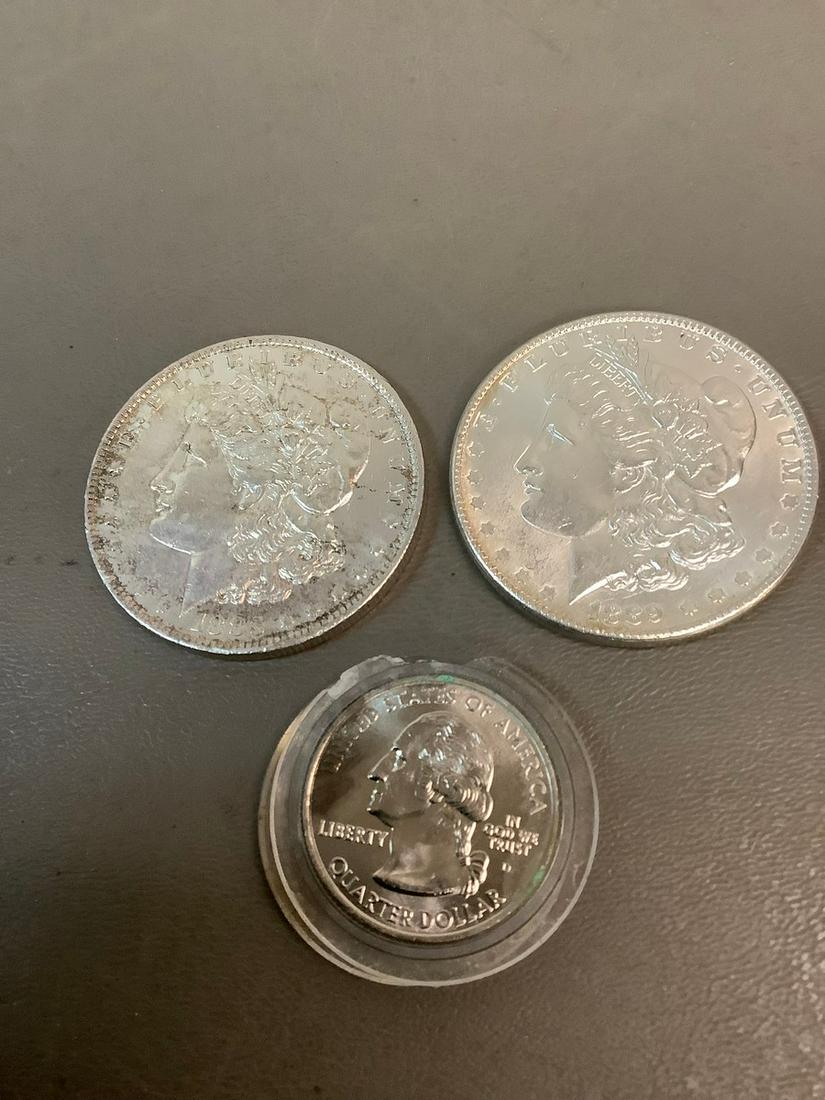 1883-O & 1889 Silver Dollars and 2006 State Quater (1 of 1)
