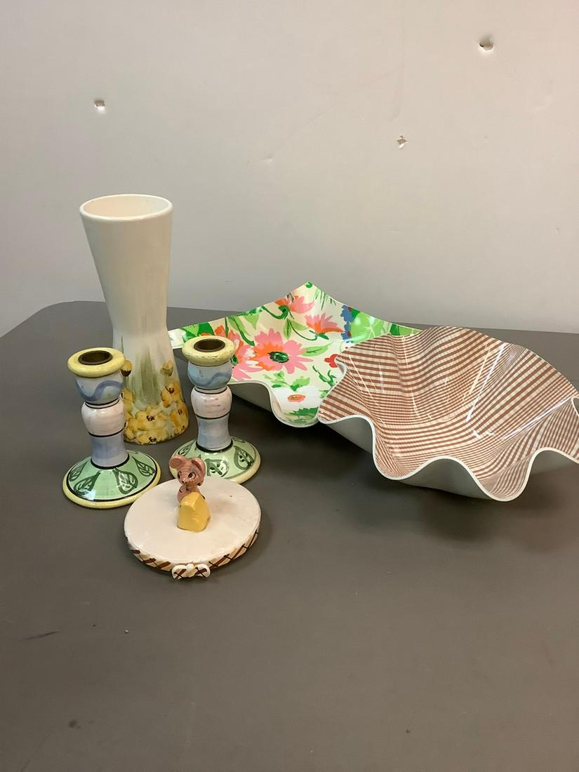 Vintage Plastic Bowls, Hand Painted Made in Brazil Vase and More Tallest 9": Vintage Plastic Bowls, Hand Painted Made in Brazil Vase and More Tallest 9"