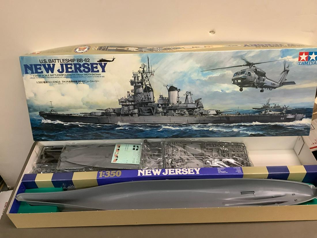 Vintage Tamiya U.S. Battleship BB-62 New Jersey 1/350 Scale Model Kit (1 of 1)