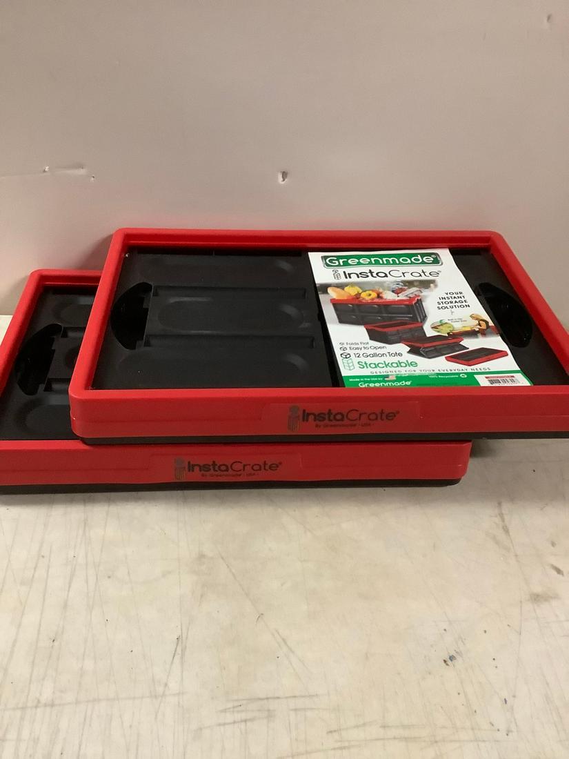 Lot of 2 Greenmade Insta Crate Stackable 12 Gallon Totes: Lot of 2 Greenmade Insta Crate Stackable 12 Gallon Totes