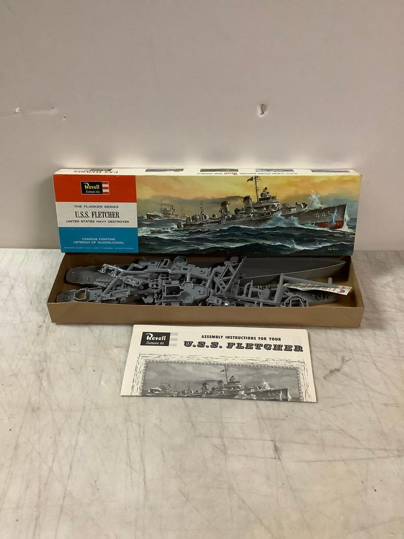 Vintage Revell The Flanker Series U.S.S. Fletcher United States Navy Destroyer Model Kit (1 of 1)