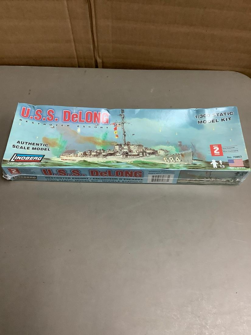 Sealed Lindberg U.S.S. DeLong Destroyer Escort 1/300 Scale Model Kit (1 of 1)