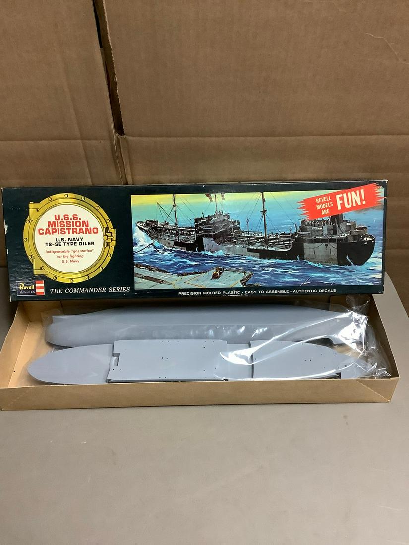 Vintage Revell U.S.S. Mission Capistrano U.S. Navy T2-SE Type Oiler Model Kit (1 of 1)