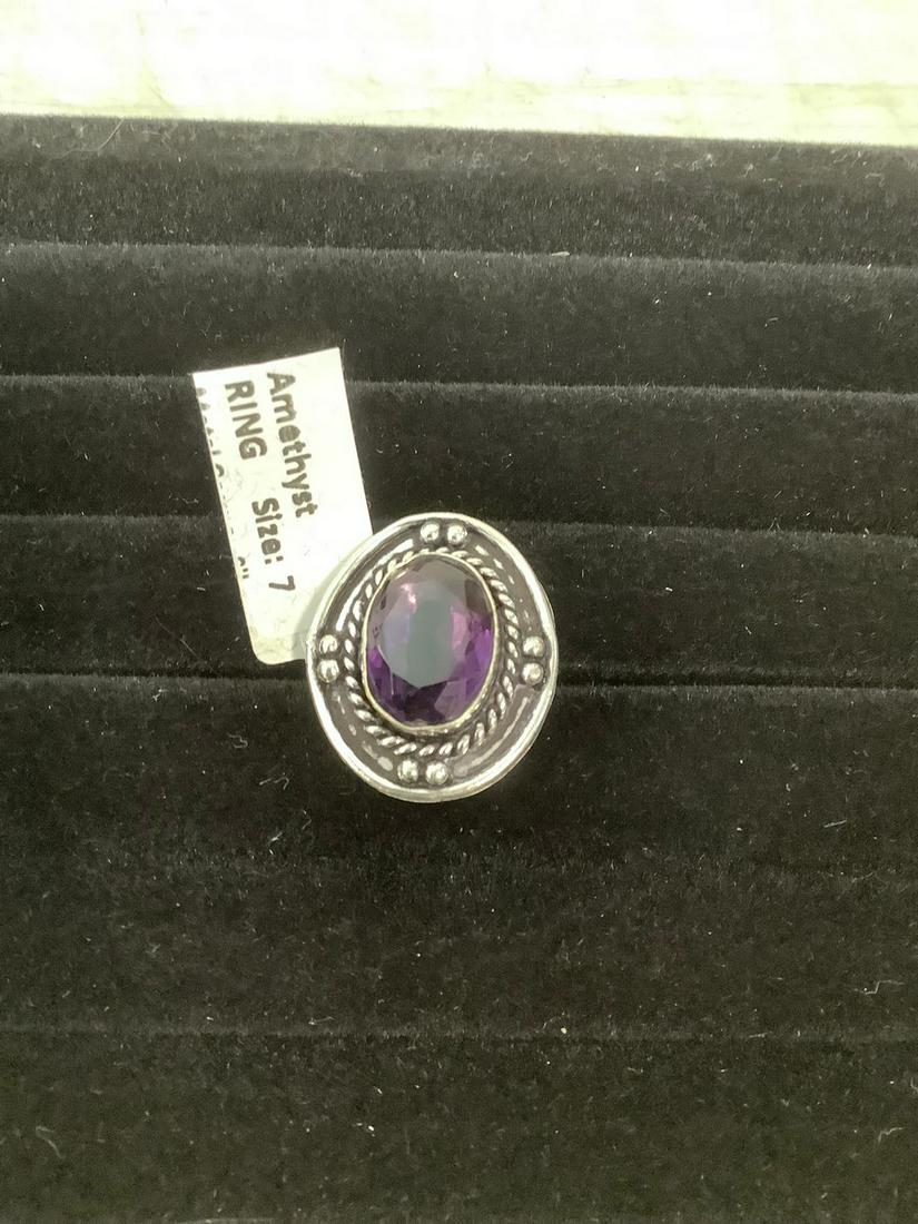 Amehyst Metal German Silver Ring Size 7 (1 of 1)