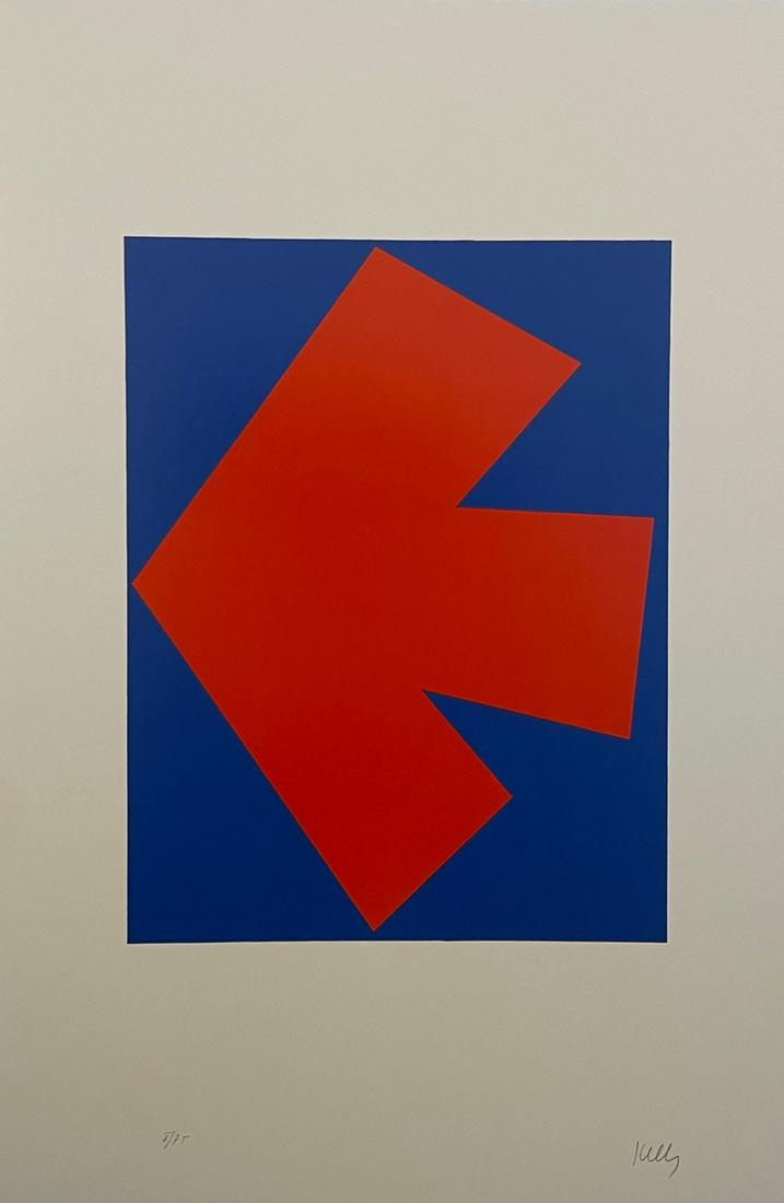 Ellsworth Kelly - Orange Over Blue, 1964: ELLSWORTH KELLY (1923-2015) Orange Over Blue, 1964 Print in Colors 5 3/4" x 8 1/2" Ellsworth Kelly was an eminent American artist known for his abstract paintings. His use of bright colors, and simple