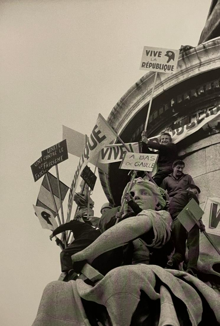 Henri Cartier Bresson - Place de la Republique,1958: HENRI CARTIER BRESSON (1908-2004) Place de la Republique, 1958 Print in Colors 5 3/4" x 8 1/2" Henri Cartier-Bresson was a French photographer and filmmaker known as a pioneer of street photography. H